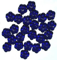 25 15mm Transparent Cobalt Flower Beads